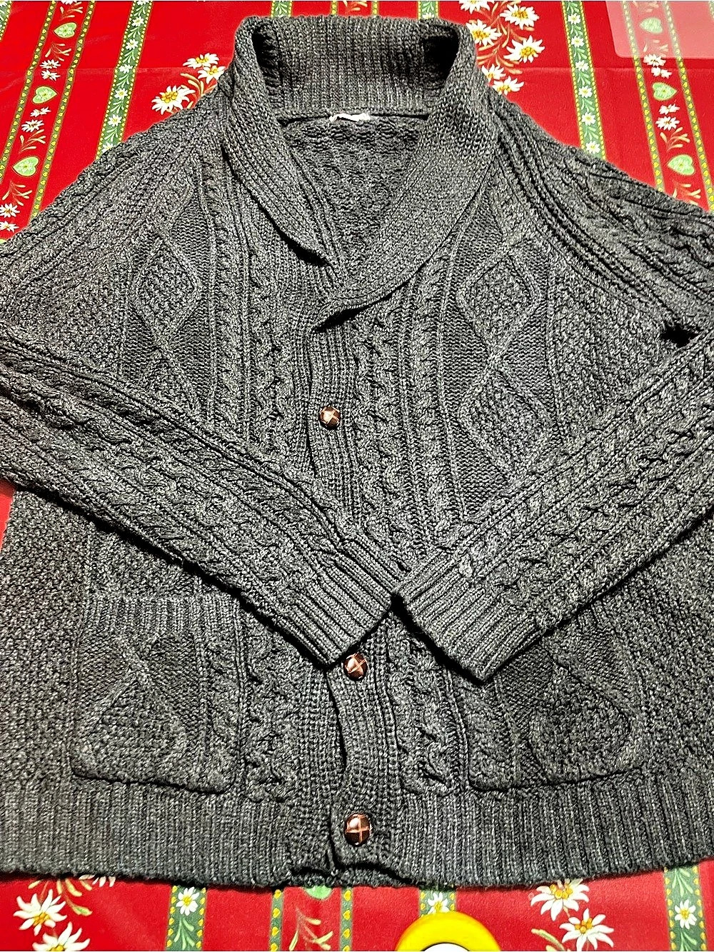 Merona Cable Knit Cowl Neck Cardigan in Gray Size Medium